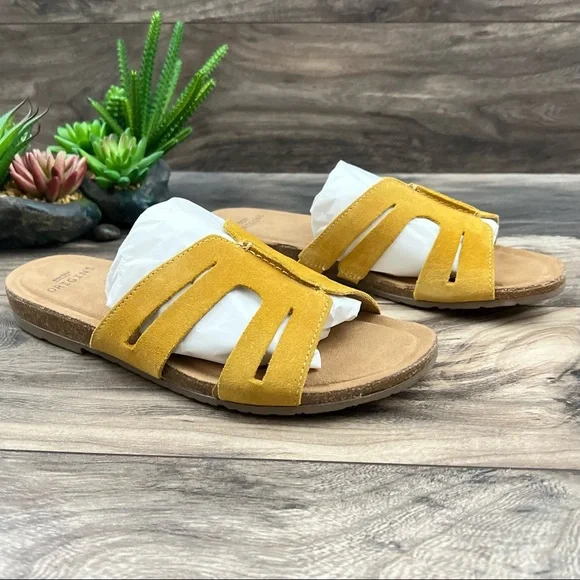NIB Earth Origins 9W Luna Slip On Suede Slide Sandal Marigold Yellow 40.5 - Picture 5 of 11